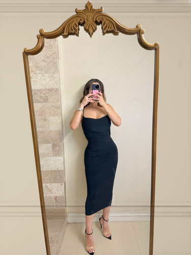 Sexy midi black dress